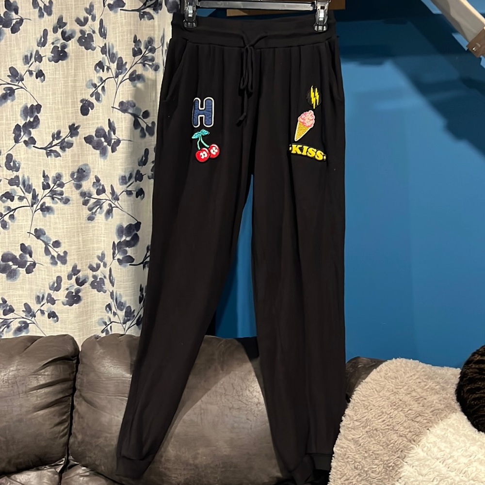 Soft sweat pants with cool patches for flair
